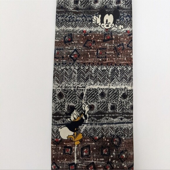 Vintage Neck Tie Disney Mickey Unlimited Donald Duck Mickey Grandpa Sweater 90s - Picture 4 of 7